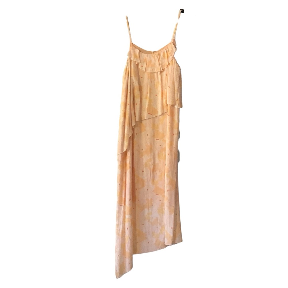 Size 4 Lewit Spencer Impala Floral Ruffle Tiered Midi Dress Yellow